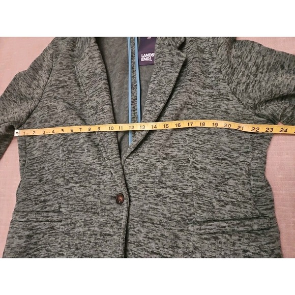 Lands End Blazer Women 1X Green Jacket Fleece Knit Classic Preppy Coastal Fun - Picture 11 of 16